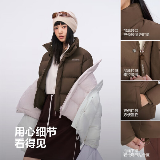 Bosideng 25-year winter down jacket for men and women, same style, slim, short, fashionable, thickened, stand-up collar sports coat