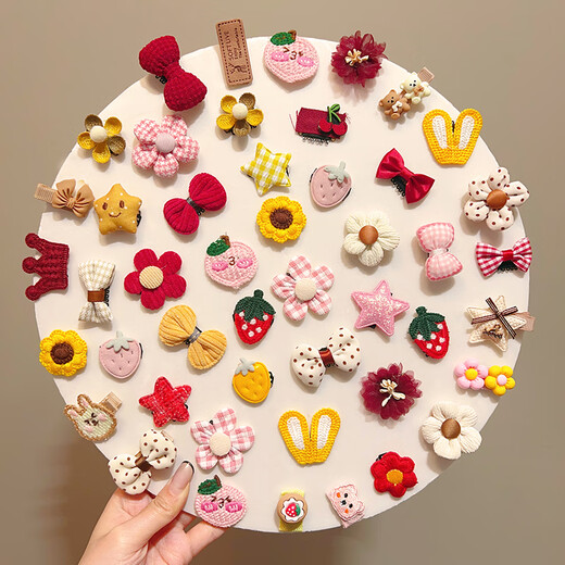 Jiaojing fetal hair clip baby hair clip hair clip 0-3 year old female baby fetal hair clip shredded hair clip hair volume small month old children pink plaid flower five-piece set special price 1-piece set