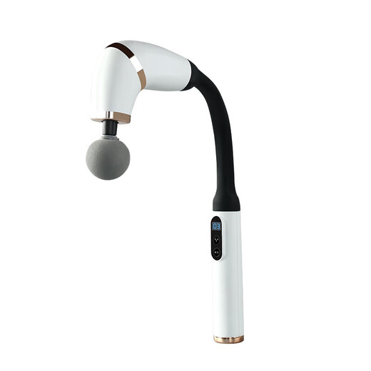 Elbow fascia gun muscle cervical spine massager waist back leg relaxation massager extended full body massage stick massage artifact men's birthday gift high-end and practical pearl white 6-level adjustment + free 4 massage heads