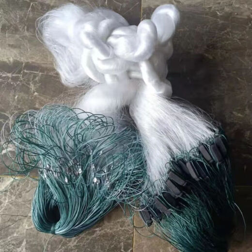 Soft silk three-layer floating net fish net sticky net 1.5 meters 2 meters 3 meters high new three-layer fishing net crucian carp sticky net hanging net 3 meters high 6 fingers white silk three-layer floating net 30 meters long