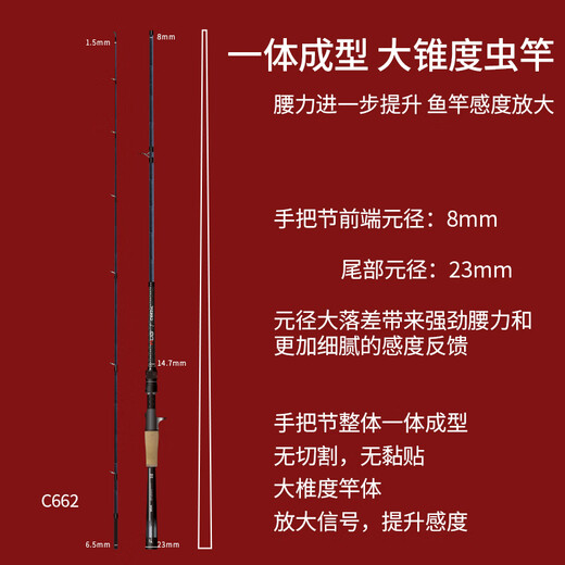 钓迷（fishingfans）AUG路亚竿杆大锥度虫竿直柄枪柄超快调单竿黑坑鳜鱼鲈鱼竿MLH 682m CH【2.04枪柄_MH_超快调】