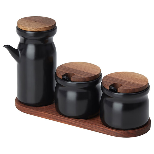 IKEA HULDHET condiment jar with tray modern simple Nordic style kitchen for household use condiment jar with tray 3-piece set