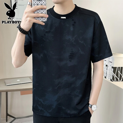 Playboy (Playboy) Andere kurzärmelige T-Shirts für Männer im Sommer trendy locker und hübsches rundes Hals halbärmelig T-Shirt für Männer 1049 White M.