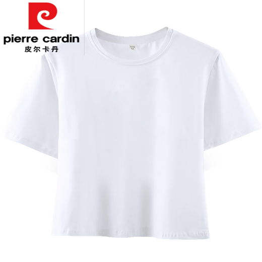 皮尔卡丹（pierre cardin）2025新款设计感小众正肩短款t恤女夏季纯欲短袖宽松白色纯棉上衣 KE693白 M