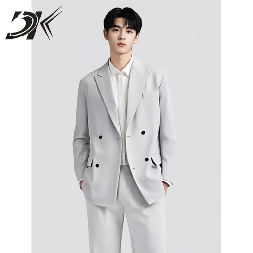 DK Brand Men's Suit Suit Men's Loose Handsome Suit Casual Engagement Dress Wedding High-Quality Jacket Men Forest Black Jacket + Pants + Black Shirt XL