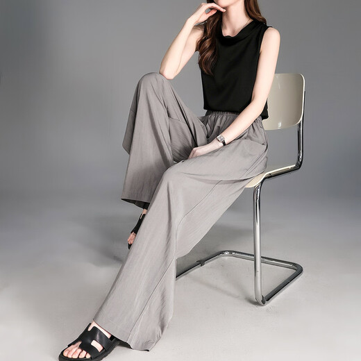 
Demana [Free Yamamoto Pants] Summer Comfortable Style Elastic Waist Loose Small Floating Women's Wide Legs Casual Pants
