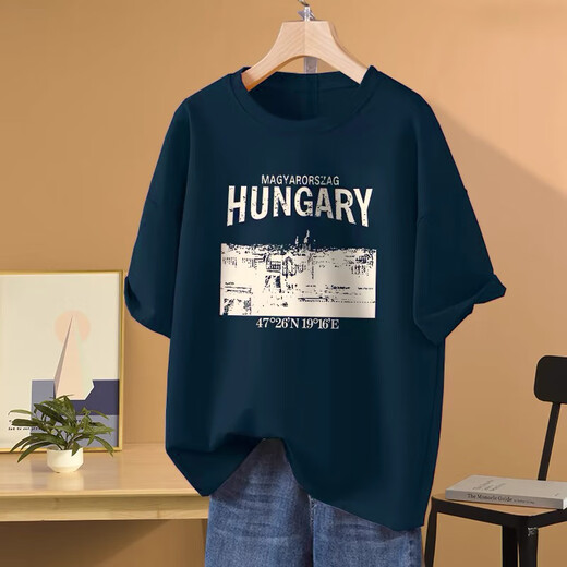 Qinji Casual T-shirt for women loose version middle-aged women burgundy pure cotton short-sleeved T-shirt for women in summer new versatile commuting casual 1047# burgundy [pure cotton] S[suggested 80-100Jin[Jin equals 0.5 kg]] All size