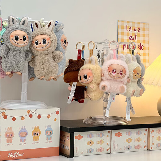 Jipin Di Labubu pendant display stand desktop labubu plush doll display stand acrylic storage rack transparent labubu/crying baby special rotating display stand