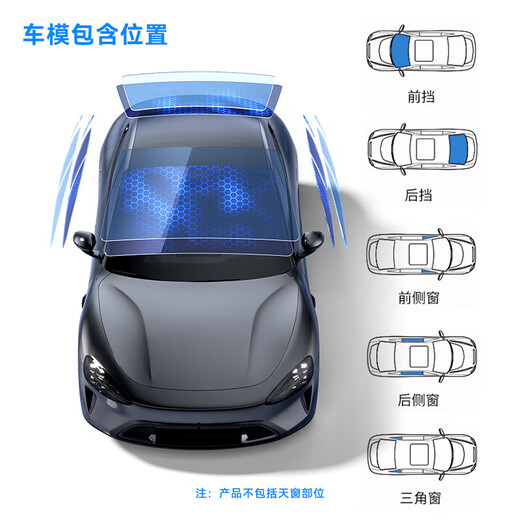 Jingdong-made whole car glass window film (sedan model - light color) whole car sun protection, heat insulation, explosion-proof, sun protection, privacy blocking, ultraviolet and infrared rays, clear and translucent car glass film