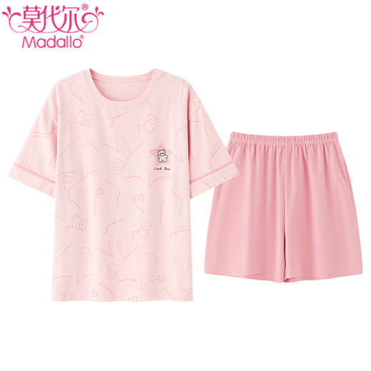 Pyjamas de coton pur modal pour femmes en été fine cou rond à manches courtes shorts à manches courtes deux pièces Douces douces de dessins animés peuvent porter des vêtements à la maison à l'extérieur de Z9856 L [Recommandé 100-120 Jin [Jin est égal à 0,5 kg]