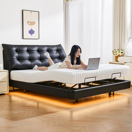 Saint Siman Big Black Bear Electric Smart Bed Multi-function Fully Automatic Lifting Double Split Elderly Helps to Get Up the Suspended Bed K6172 Dual Motor (Smart Bed + Lingrou Spring Mattress) Double Control Sleeping [Remote Control + Mini Program/1.8 meters]