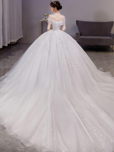 Orihime Hochzeitskleid 2025 neuer Stil des Brauttemperaments, Vollland-Haupthandschuhe dicke Arme Einschuldes Schwanz-Hochzeitskleid Prinzessinstil, Volllandstil + Rock + Schleier 3xl Größe mehr als 130 Jin [Jin gleich 0,5 kg]