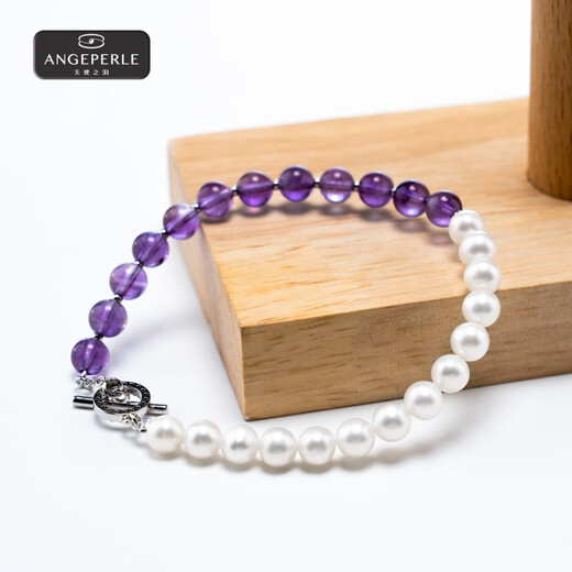 Angel's Tears Freshwater Pearl Bracelet Amethyst Bracelet for Women Nearly Perfect Round Pearl Bracelet Birthday Gift for Girlfriend and Best Friend