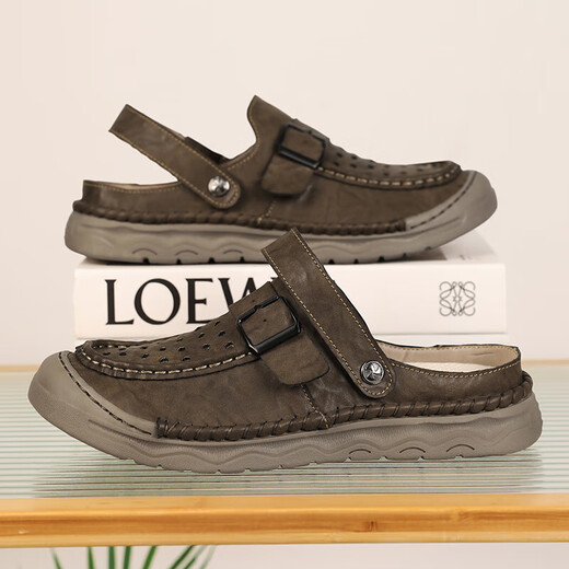 Sandalen Herren trendy Outdoor Sports Kleidung Bag-Toe Casual Schuhe Pantoffeln 2025 Neue Sommer atmungsablöschbare Männer Beachschuhe grau [Mikrofaserleder A673] 45