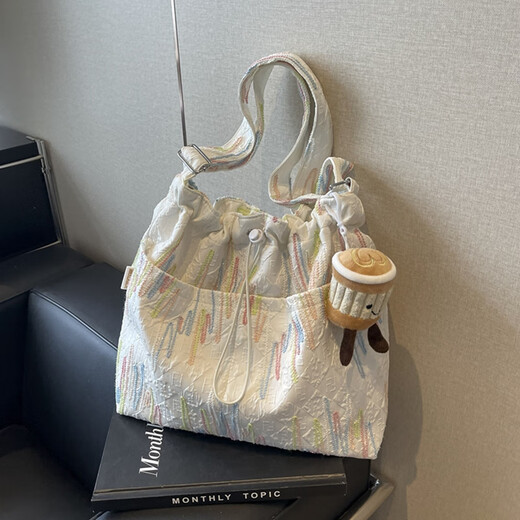 
viney's new canvas bag women's bag large capacity crossbody bag commuting birthday gift for girlfriend and wife [white] practical light luxury shoulder bag fashion brand high-end versatile casual tote bag