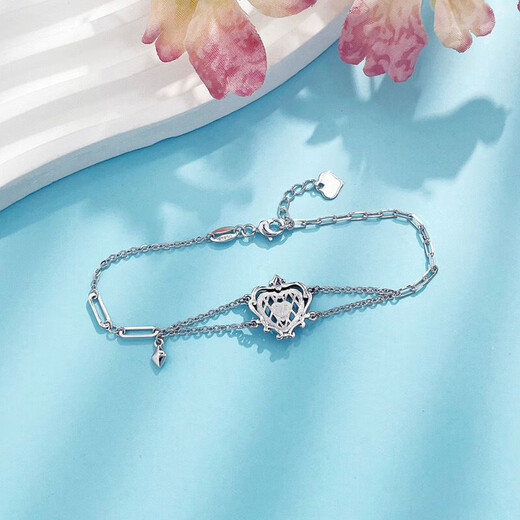 Avani platinum hip-hop trendy brand black gold bracelet pt950 platinum heart-shaped light luxury electric black enamel craft for your girlfriend electric black platinum love bracelet about 4.3g