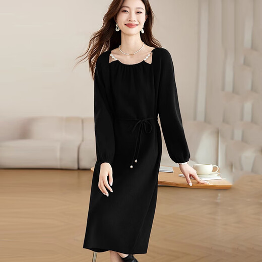 Ehangy Luxury High-End Brand Dress For Women 2025 Осенью Новый высококачественный стиль моды стройной и красивой юбки Burgundy XL 120-130JIN [Джин равняется 0,5 кг]
