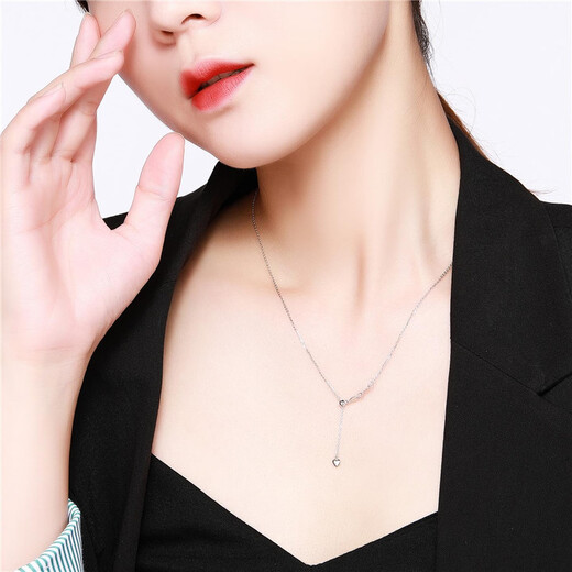 Chao Acer Shimmer PT950 Platinum Necklace Women's Plain Chain for Girlfriend Birthday Gift Priced at RMB 150, Approximately 2.55g, Chain Length Approximately 42cm + Tail Chain