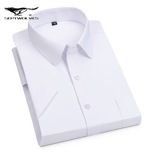 Septwolves Shirt Herren kurzärmeligte Baumwollgeschäft formelle Karriere als Büroangestellte Karriere halbärmelig Hemd DX6630 38