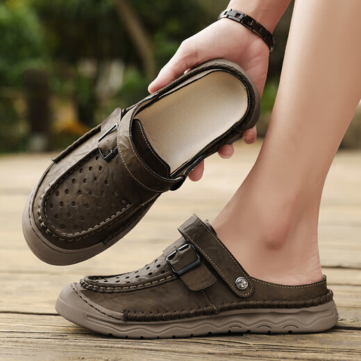 Sandalen Herren trendy Outdoor Sports Kleidung Bag-Toe Casual Schuhe Pantoffeln 2025 Neue Sommer atmungsablöschbare Männer Beachschuhe grau [Mikrofaserleder A673] 45