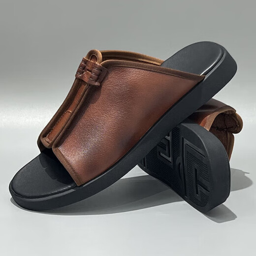 DIFANPU International Luxury Brand Herrenschuhe 2025 Neueste One-Slipper High-End-Freizeitschuhe modische atmungsaktive Sandalen Schwarz [Brand Gift Box] 40