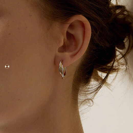 Helas Hera 18K gold earrings plain gold gilt earrings two-color K gold ear buckles for women to wear with one hand 2025 new high-end 18K gold/two-color gilt earrings