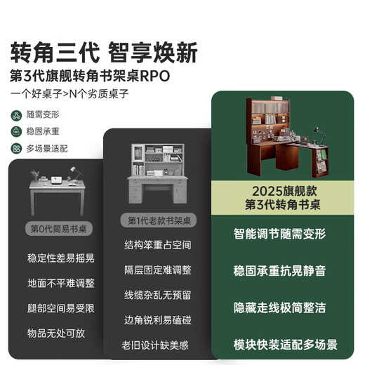 Gujia Home Corner Desk Bookcase Bookshelf Integrated Small Apartment Solid Wood Computer Desk Home Office Study Study Writing Walnut Color 1.2m Bookshelf + Corner Combination Door-to-Door Free Installation (Consult Customer Service for Discount)