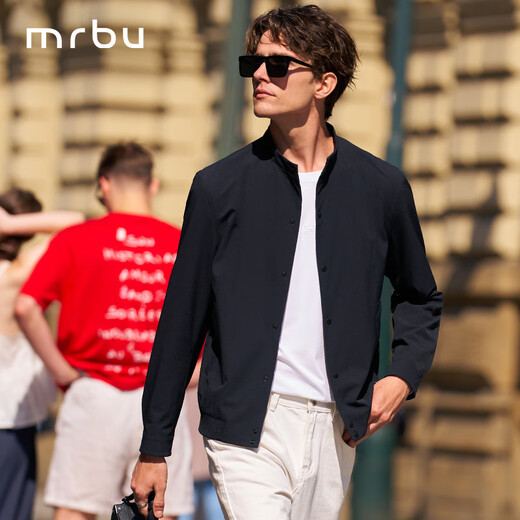 Mr. Bu Mr. Bu's fashionable solid color men's jacket 2025 autumn and winter new style simple and versatile outer wear KT16666 piano black L (175)