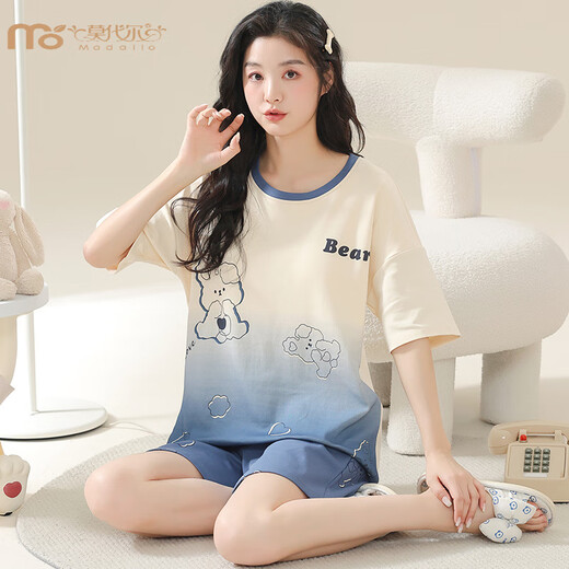 Modal Summer Fat MM Kurzärärmig großer Pyjamas Set für Frauen 200 Jin [Jin ist gleich 0,5 kg] Hauskleidung Losse, lose Cartoons können draußen im Sommer KNC3519 m getragen werden