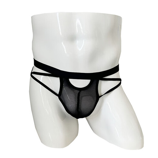 Sexy men's thong sexy transparent butt-revealing no-take-off underwear gay male adult sexy temptation black 100-170Jin Jin equals 0.5kg inner wear