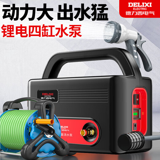 德力西电气（DELIXI ELECTRIC）充电式锂电池抽水泵浇菜浇水机菜地浇水神器家用灌溉电动抽水机 【四缸双电】超续航32米