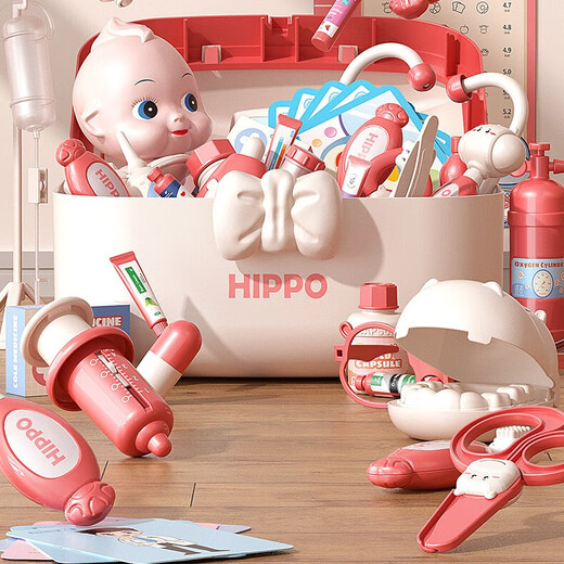 Yunya Kindertagsgeschenkhaus Simulation Little Doctor Toy Set Ambulance Stethoscope Toys Boy and Girl Luxus rosa Krankenwagen [74-teiliges Set + Doll]