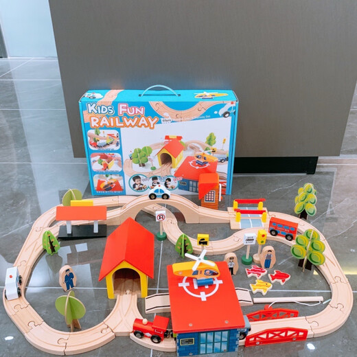[2877 Les gens collectent] Track en bois Trains en bois Electric Train Tour Toy Car enfants Utilisez le cerveau 32 pièces Courses de montagnes russes Blocons de construction Small Train
