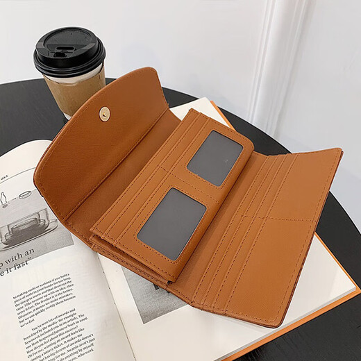 Shunzi Retro Women's Wallet Long Large Capacity Multiple Card Slots Simple Fashion Clutch Card Holder Wallet Niche Design Women's Wallet Long Brown