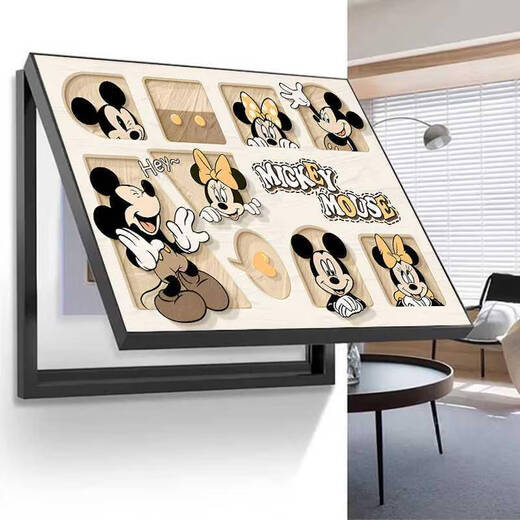 咏幻米奇电表箱装饰画挂画遮挡电闸盒总开关壁画弱电箱遮丑神器配电箱 jh691-可爱米奇G款 整体40*30cm可遮挡横33竖23-掀