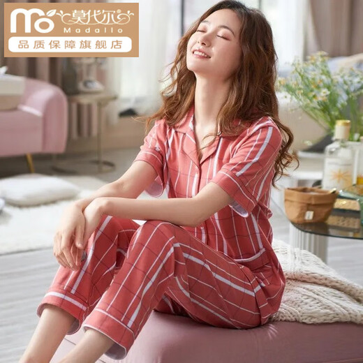 Pantalones de verano de algodón modal de algodón pantalones de manga corta para mujeres cardigan gran tamaño de mediana edad y jóven