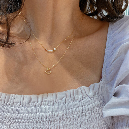 Micro-gift Korean popular 14K gold necklace female personality simple frosted letters plain gold clavicle pendant color gold pendant trendy T