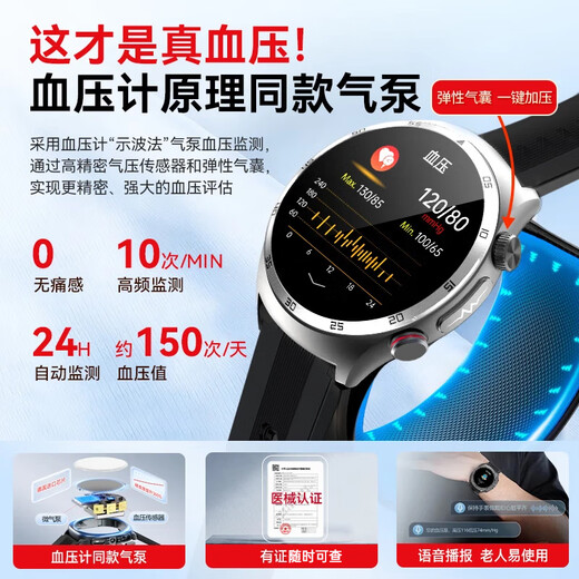 
Doctor Meow [Medical Device Certification] Air Pump Non-Invasive Blood Sugar and Blood Pressure Monitoring Watch Intelligent Health Monitoring Blood Lipid Uric Acid Heart Rate All-in-One Machine Home Smart Watch Band Gift