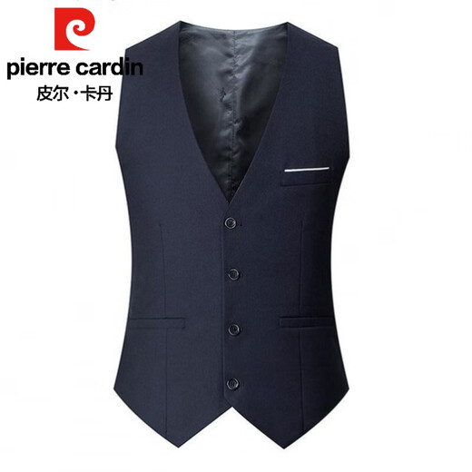 皮尔卡丹（pierre cardin）春秋新款英伦时尚男士西装马甲修身坎肩男背心韩版西服马夹潮流帅 灰色马甲单件(商务免熨烫款) 2XL 140斤以下胖就拍大一码