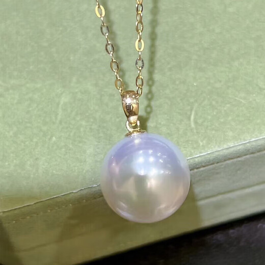 OINE Old Phoenix Gold Store Pendant Necklace Comparable to Australian White Clavicle Chain Pearl Large White 18k Gold Melon Seed Buckle Light 18k Gold with Silver Chain 15-16mm