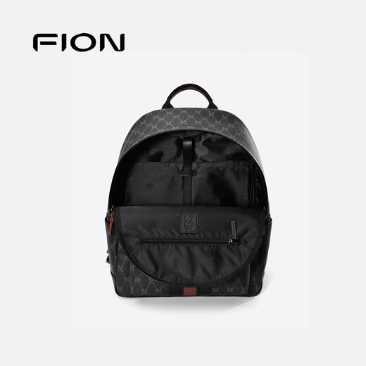 Fion (Fion) 2025 Nouveau sac à dos commercial à l'ancienne classique, sac à dos rétro à grande capacité, sac pour hommes léger, noir / café