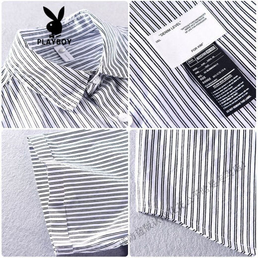 Playboy (Playboy) Chemise à rayures pour hommes à manches courtes minces japonais rétro coton sans fer libre coréen à demi-manche de chemise à manche 9740 Black M adaptée au poids 110-125 Jin [Jin est égal à 0,5 kg]