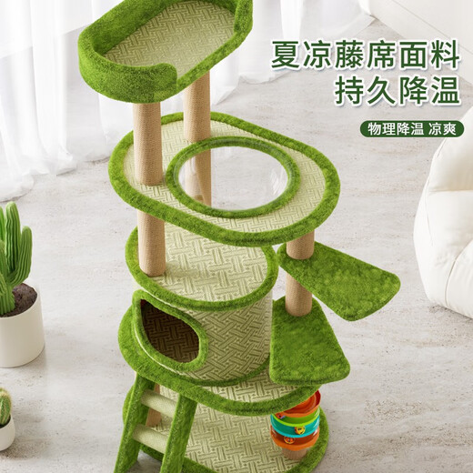 猫架子猫爬架家用藤席猫窝猫树一体太空舱夏季猫咪玩具小型不占地 艾莎Milano-T15122cm 多层跳台