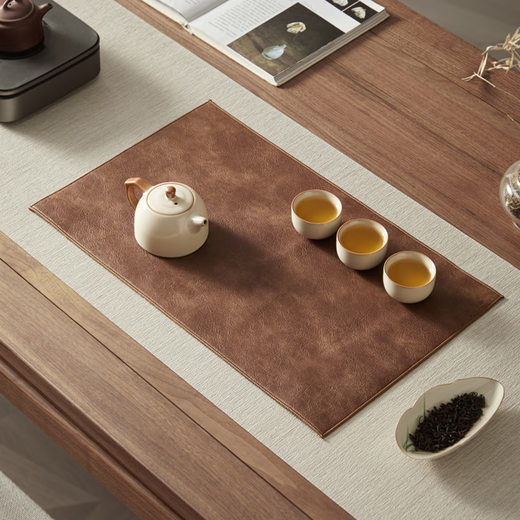 Yihutea (YIHUTEA) Yihutea leather tea mat tea towel tea table pad dry bubble table household light luxury new waterproof tea mat Kung Fu tea set large leather tea mat 33*80cm