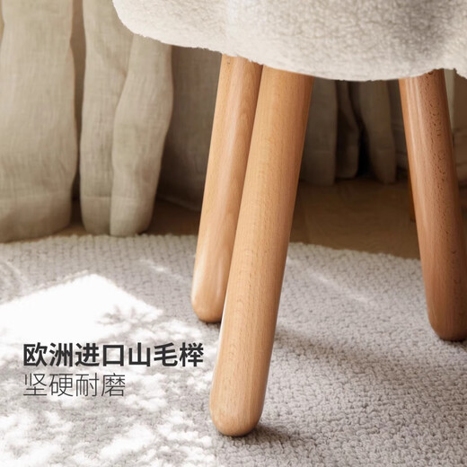 Famanya makeup chair, cream style dressing table stool, girl's bedroom cloud chair, solid wood simple manicure special high-end sense, solid wood legs, log technology cloth - gray and white, wipe clean