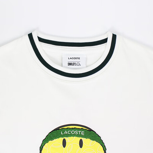 LACOSTE 男女同款23秋季新款纯色笑脸短袖T恤纯棉舒适| TH9227-98-70V_米色 XS 2_