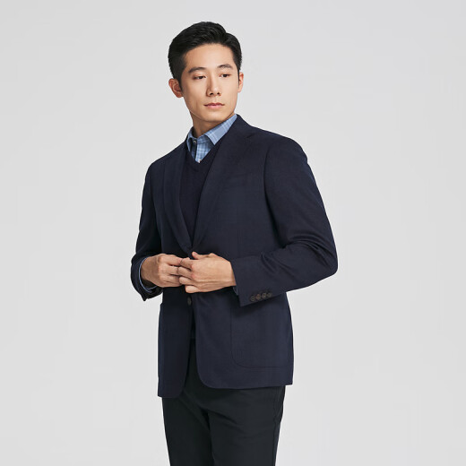 雅戈尔（YOUNGOR）西服男商务单西绵羊毛160超细羊毛细腻柔软顺滑商场同款 藏青YXXX217261FLA S 165/88A