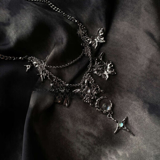 VZZS Chaifu Studio/niche sweet cool ins tassel star butterfly moonstone design necklace B style