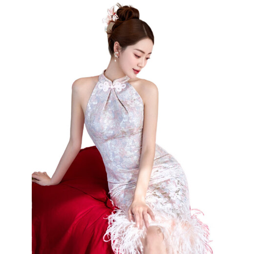 
Lexi Beilu New Chinese Light Luxury Cheongsam Toast Clothes High-end Customized Small Bride Morning Robe Style 687 M 687