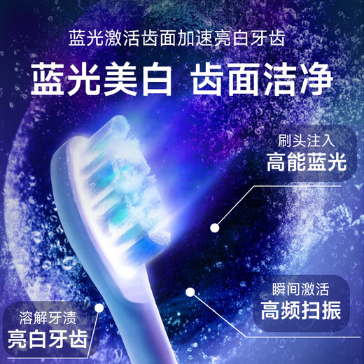 Oaks Blue Light Sweeping Electric Toothbrush S02 White + 2 Brush Heads Long Battery Life Soft Bristles Comfortable Whitening Deep Cleaning Gum Protection Adult Couple Birthday Gift 2 Pack